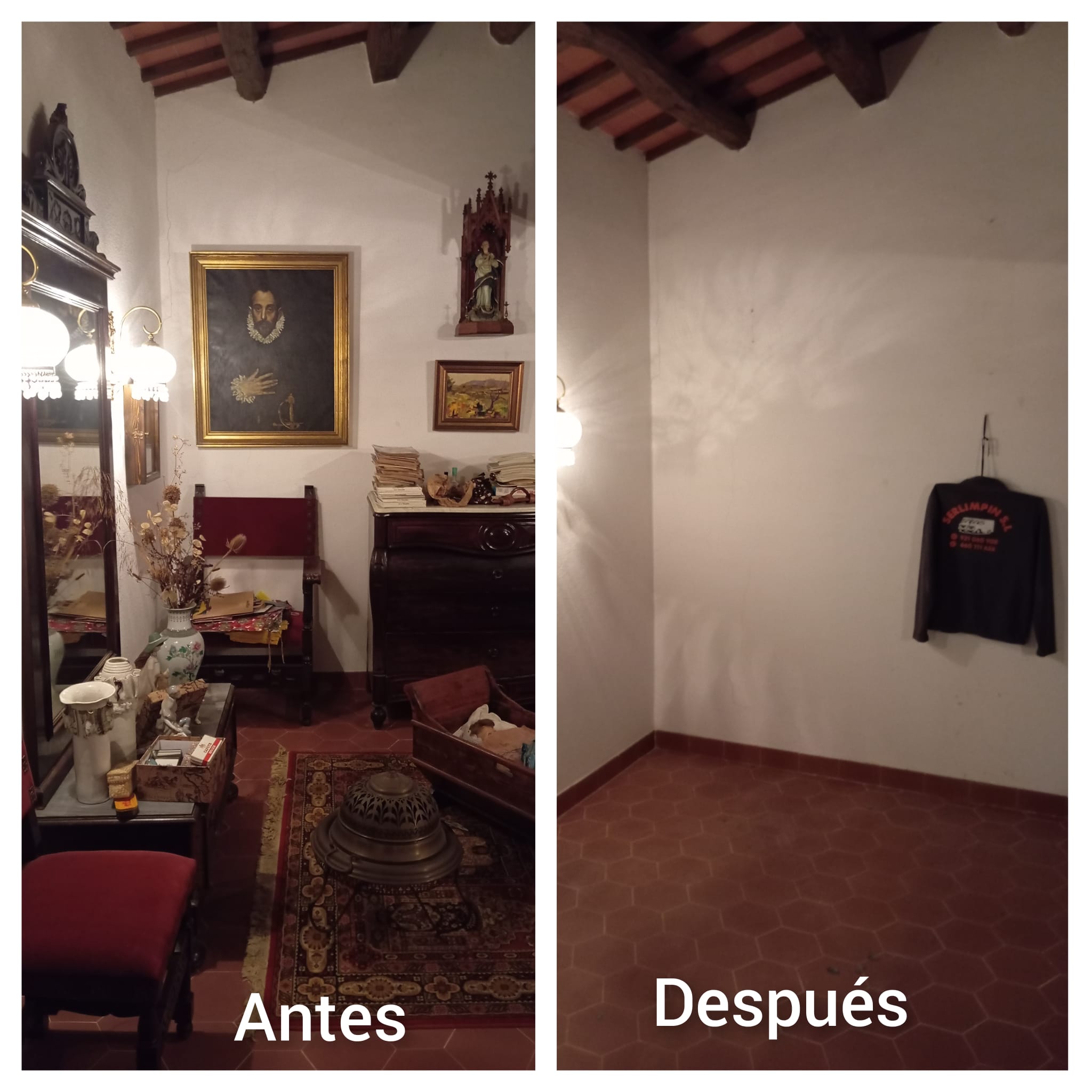 Antes y después: vaciado de sala con antigüedades - Barcelona